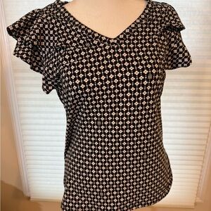 Tommy Hilfiger Black and White Geometric Blouse